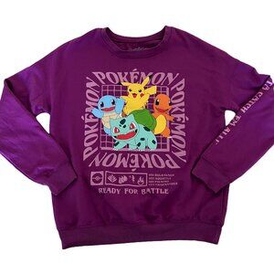 Pokemon Purple Pikachu Graphic Print Fleece Pullover Sweatshirt Women's XS